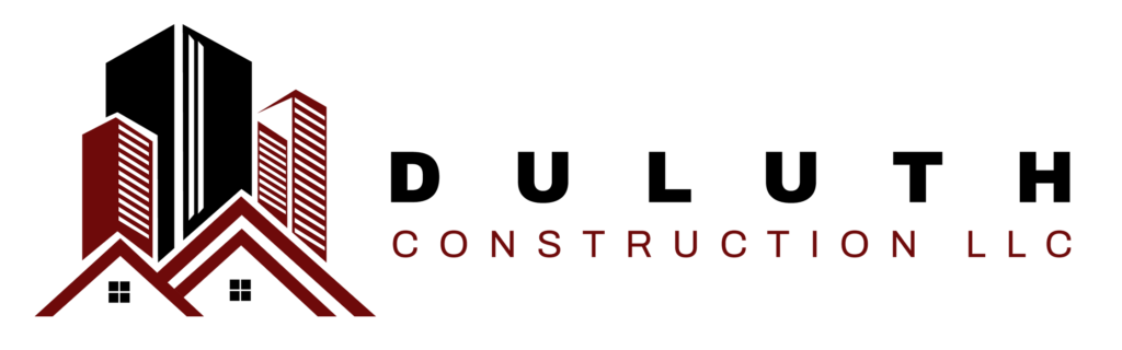 Duluth Construction LLC logo featuring a modern design with skyscrapers and windows, representing quality construction services.